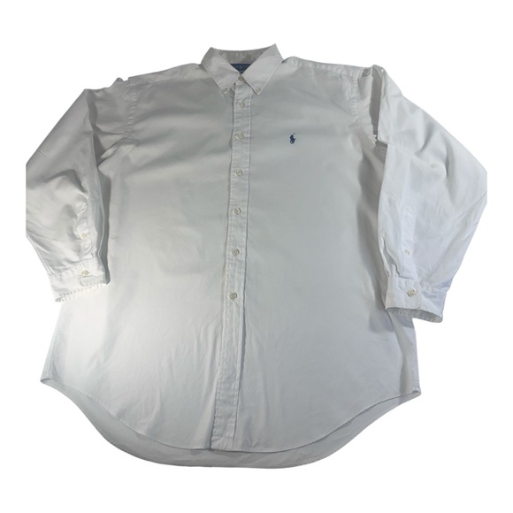 Polo Ralph Lauren Mens White Shirt Oxford Shirt Long Sleeve Button Down 17 34/35 - Picture 2 of 8